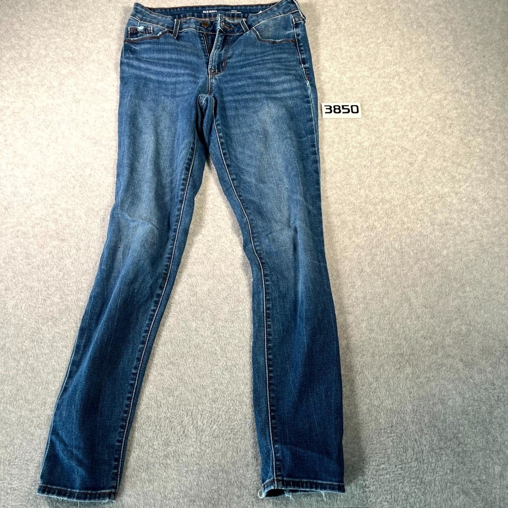 Old Navy Pop Icon Jeans Womens‎ 4 Blue Denim Cotton Stretch Mid Rise Whiskers